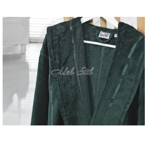 Луксозен халат плюш- тъмно зелено